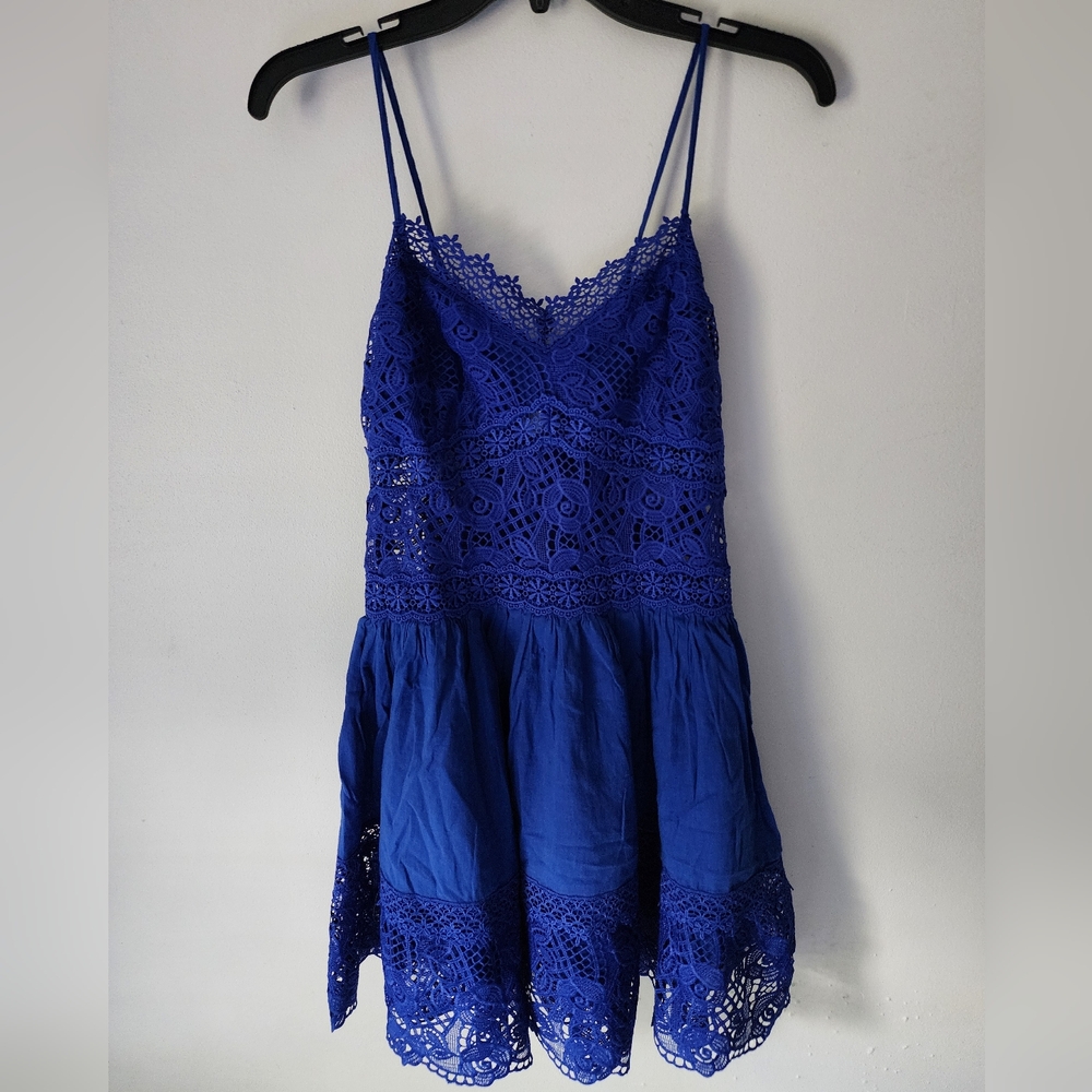 Venus Royal Blue Lace Crochet Mini Dress – Women’s Size 6